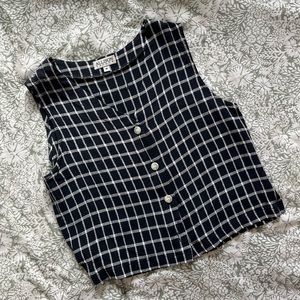 🌟2 FOR $15🌟 Vintage Checkered Sleeveless Button Top | Size S